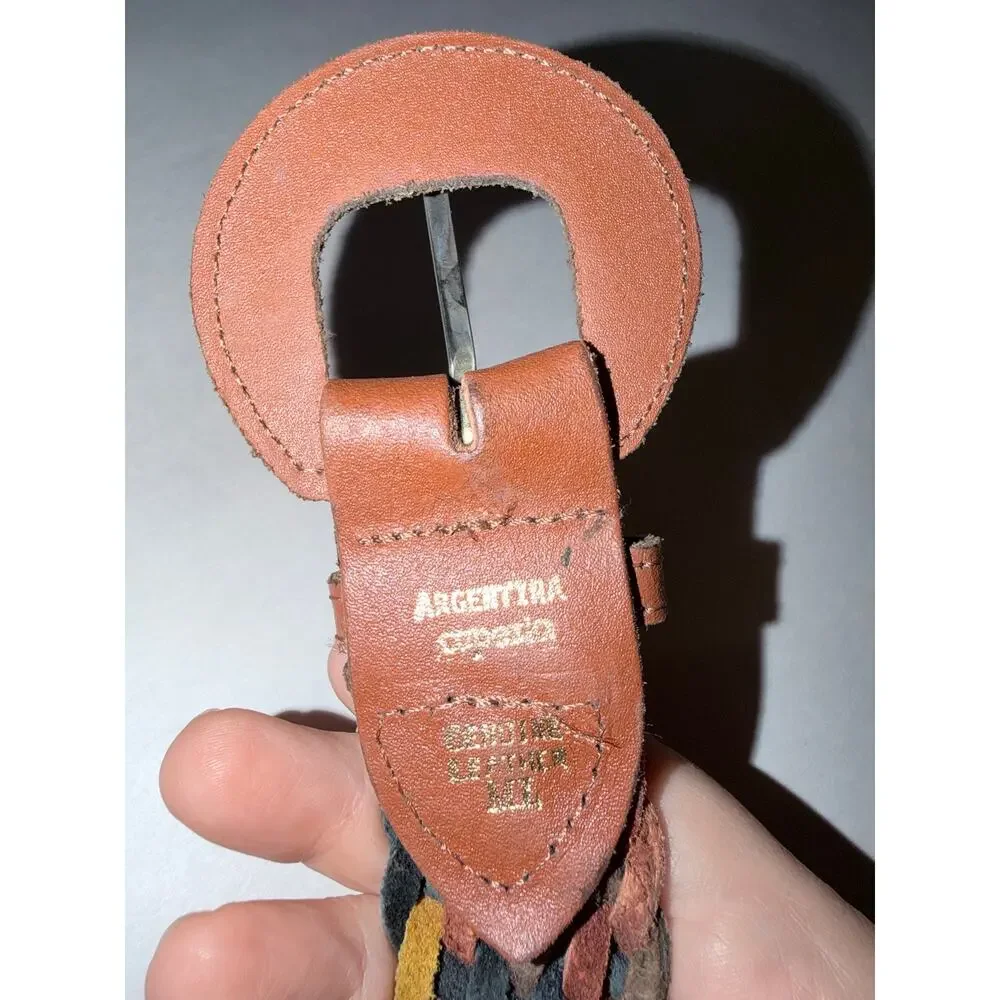 Vintage Capezio rainbow color genuine leather braided belt Argentina made large